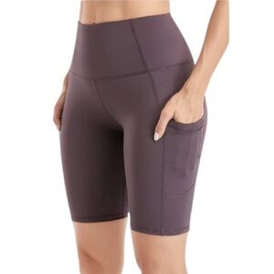 Gray high rise stretch dual side pocket bike shorts size small